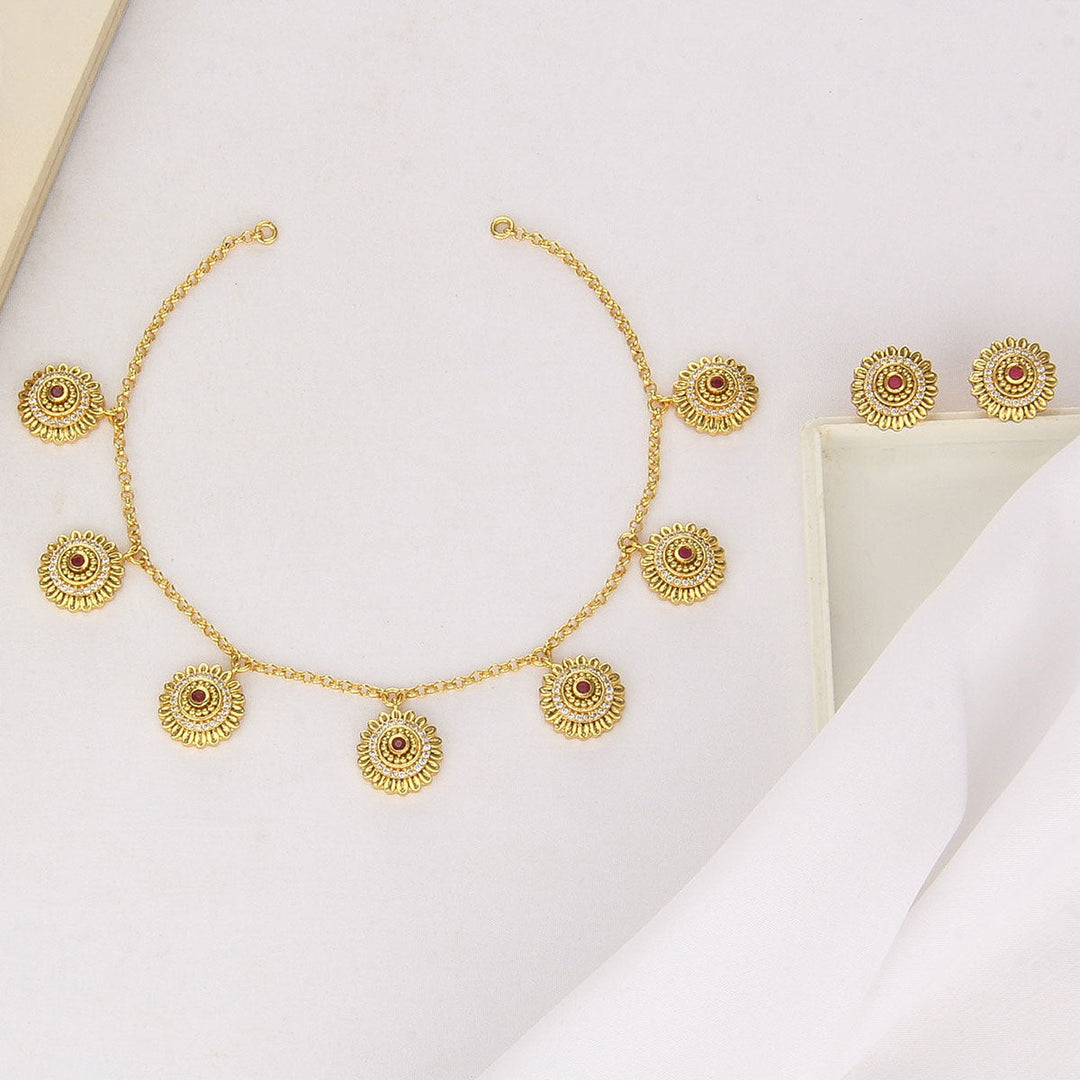 Pure 92.5 Silver, 24kt Gold Plated Sruthikha Nagas Short Necklace Set | SHOBITAM