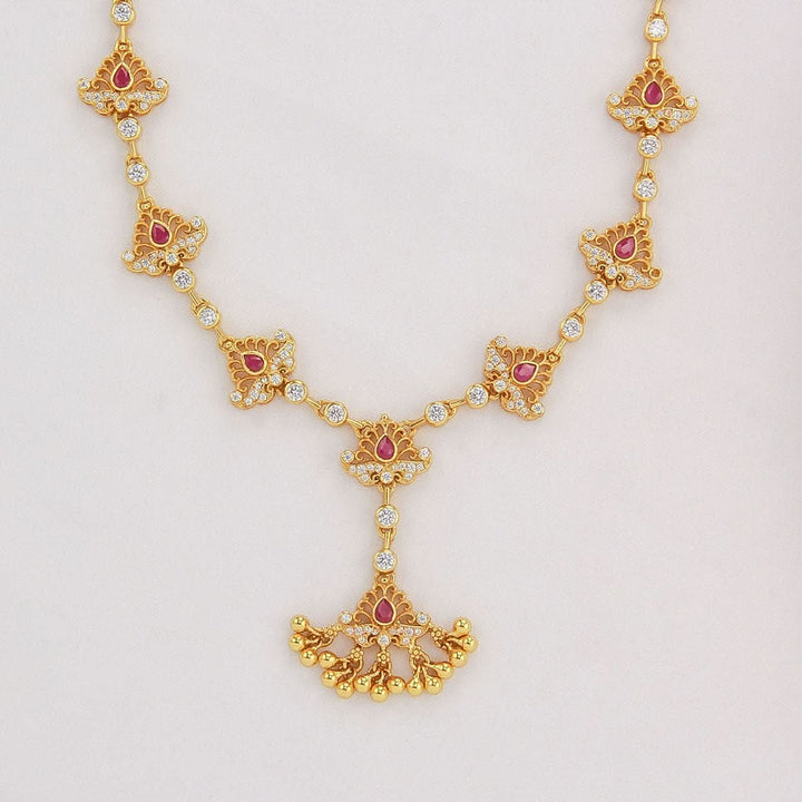 92.5 Silver, 24 kt gold-plated Navitha Stone Necklace | SHOBITAM