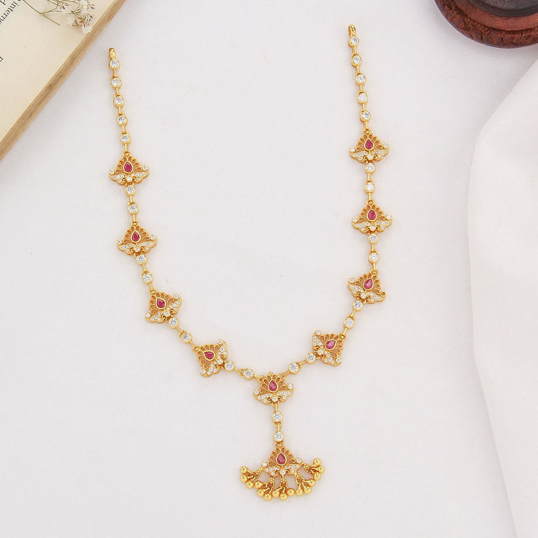 92.5 Silver, 24 kt gold-plated Navitha Stone Necklace | SHOBITAM