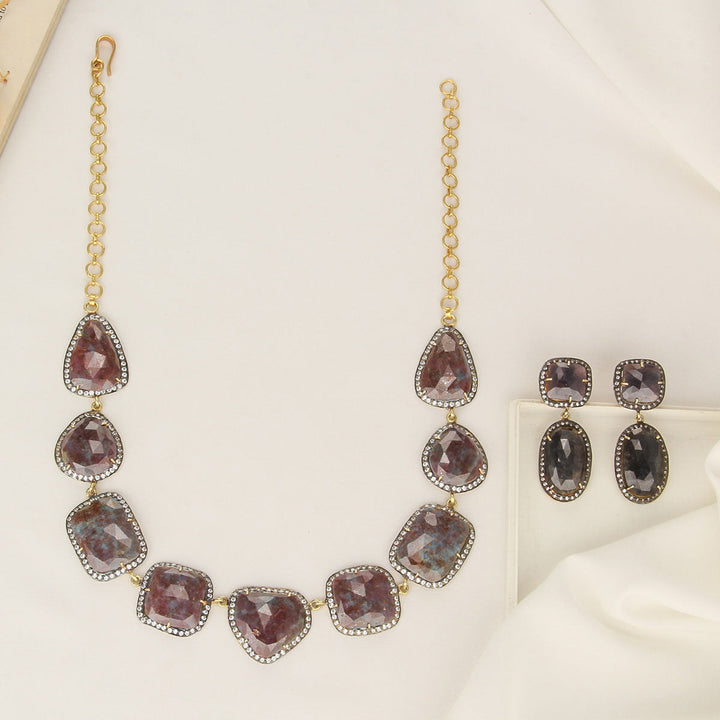 92.5 Silver, Gold Plated, Dhivisha Boho Short Necklace Set | SHOBITAM