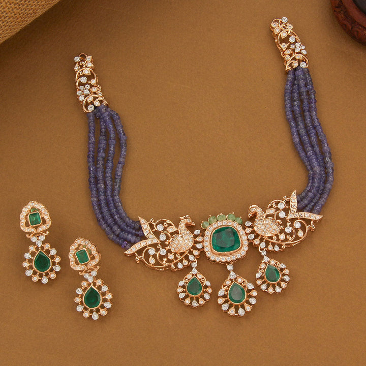 92.5 silver Archika Avikam Short Necklace Set | SHOBITAM