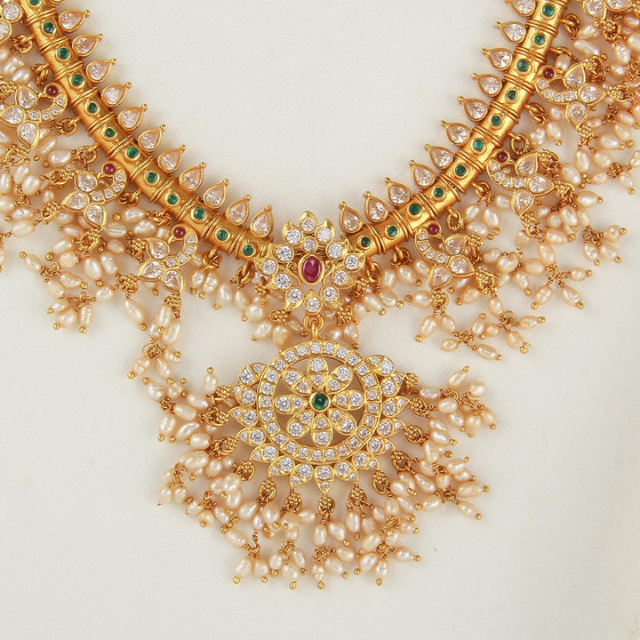92.5 Silver, 24 kt gold-plated Frithika Guttapusalu Necklace  | SHOBITAM