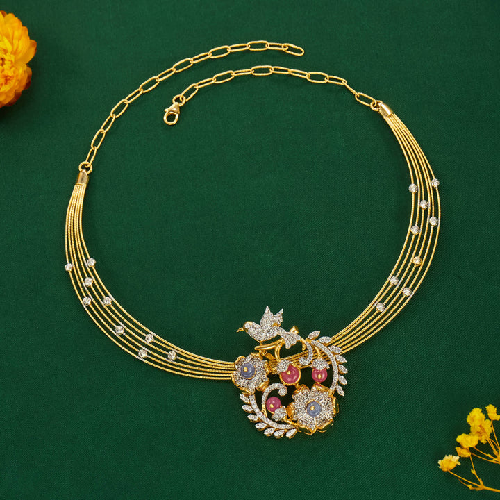 92.5 Silver, Gold Plated, Jasitha Hasli Necklace | SHOBITAM