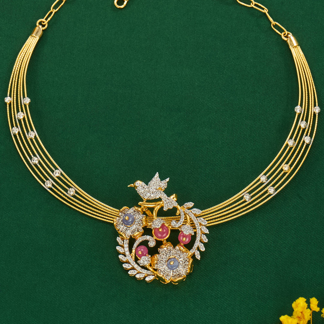 92.5 Silver, Gold Plated, Jasitha Hasli Necklace | SHOBITAM