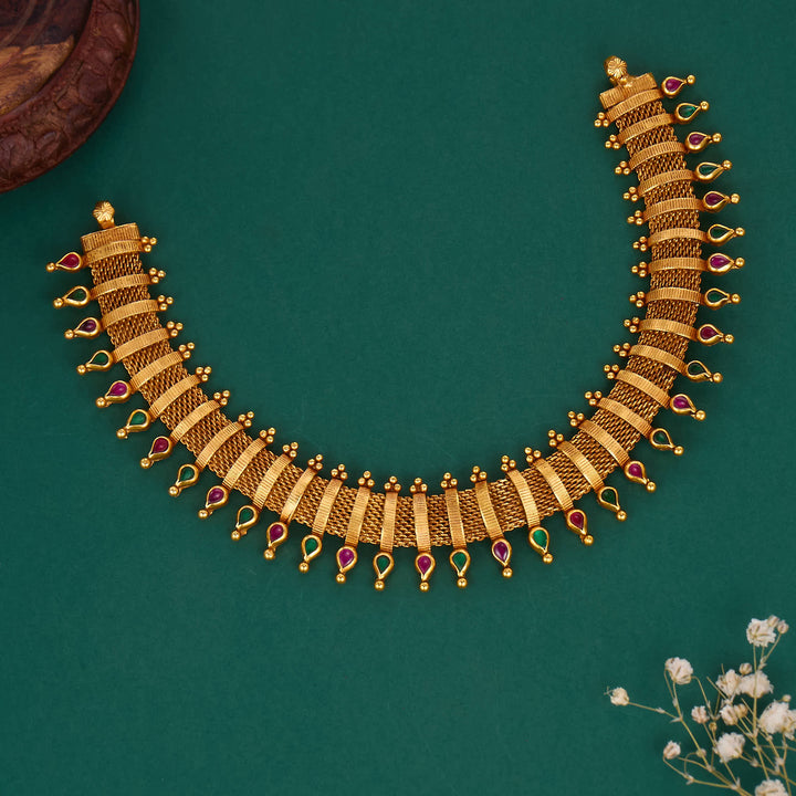 Pure 92.5 Silver, 24kt Gold Plated Jhanshika Nagas Short Necklace | SHOBITAM