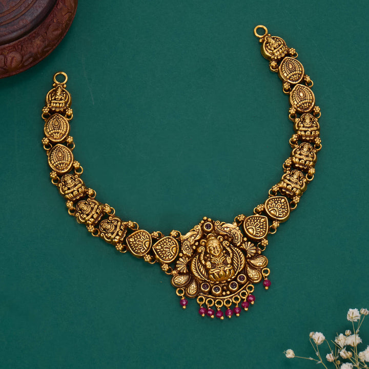 Pure 92.5 Silver, 24kt Gold Plated Vishubalika Nagas Short Necklace | SHOBITAM