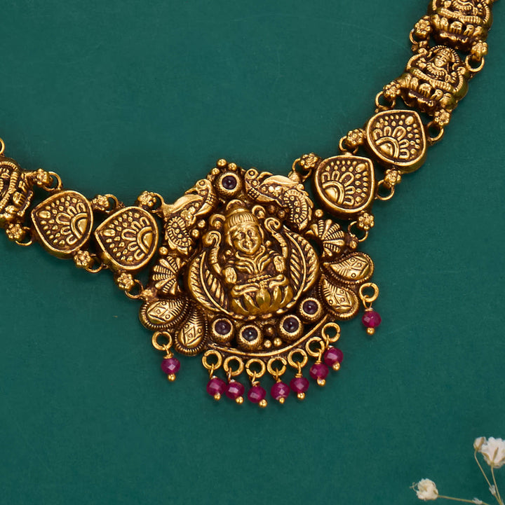 Pure 92.5 Silver, 24kt Gold Plated Vishubalika Nagas Short Necklace | SHOBITAM