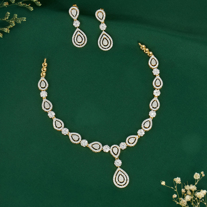 Pure 92.5 Silver Sparkle Short Necklace Set | SHOBITAM