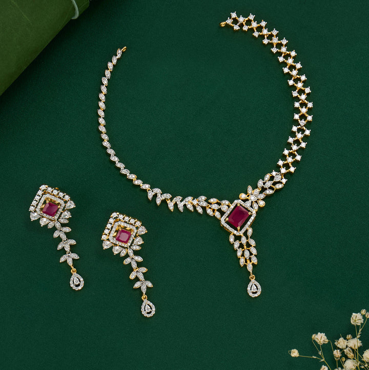 Pure 92.5 Silver Chic & Glow Short Necklace Set | SHOBITAM