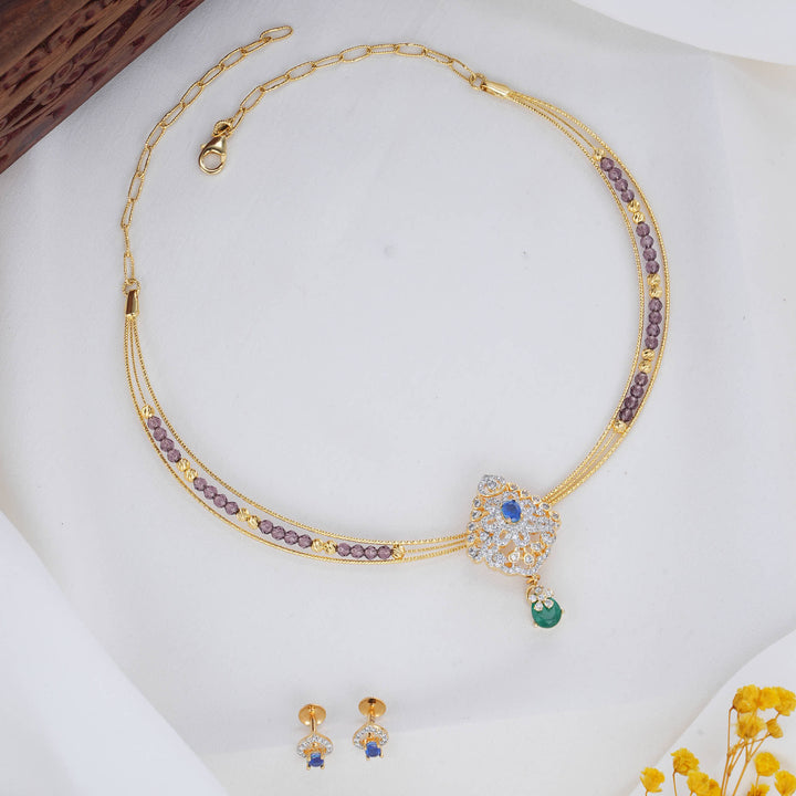 92.5 Silver 24kt Gold Plated Lavinia Hasli with Pendant Set | SHOBITAM