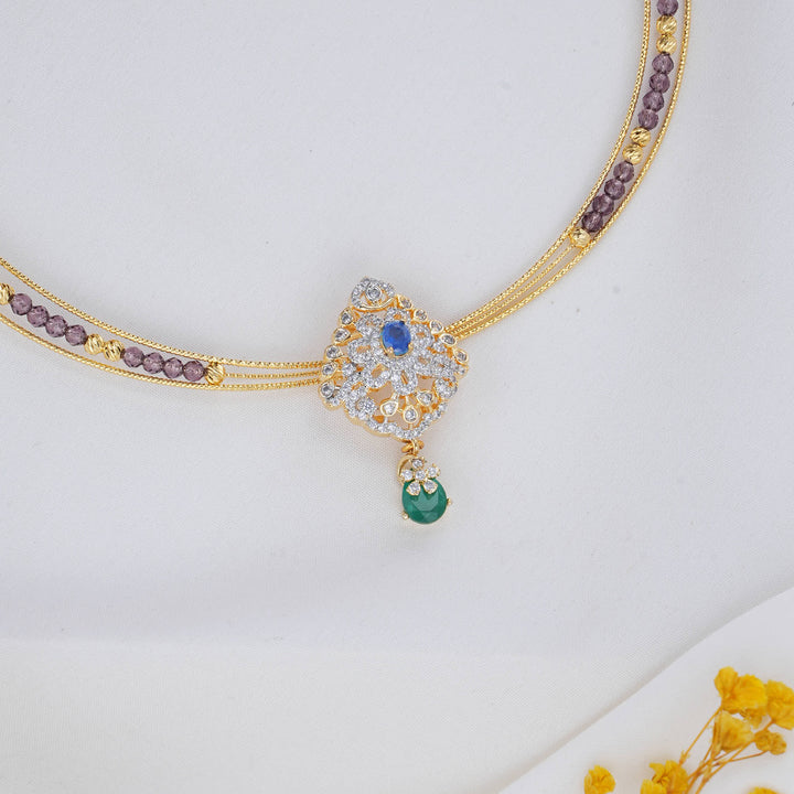 92.5 Silver 24kt Gold Plated Lavinia Hasli with Pendant Set | SHOBITAM