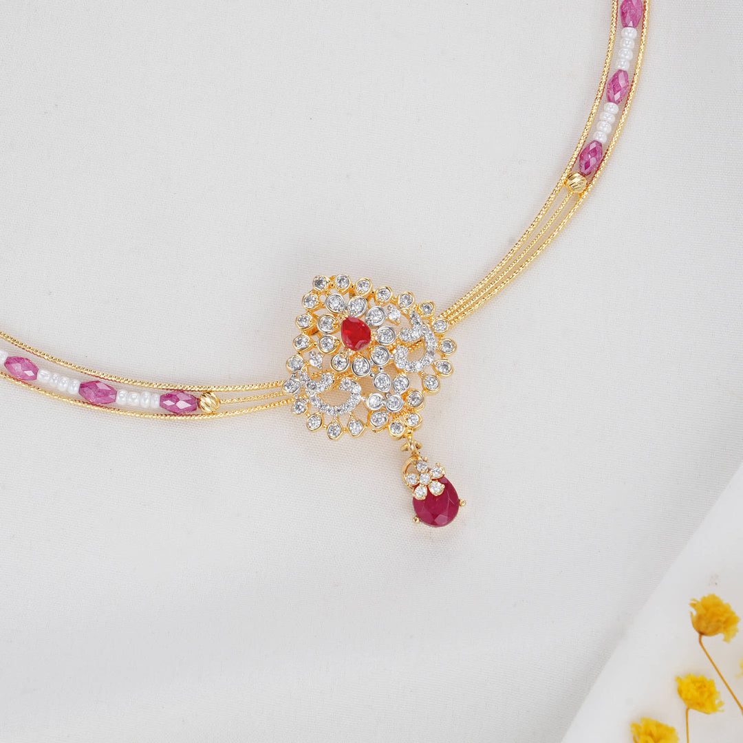 92.5 Silver 24kt Gold Plated Adorable Hasli with Pendant Set | SHOBITAM