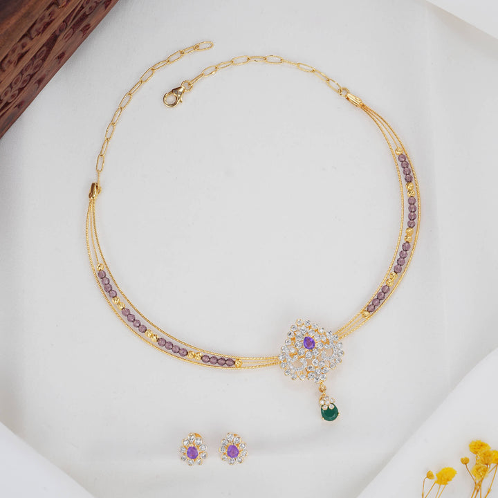 92.5 Silver 24kt Gold Plated Livishaa Hasli with Pendant Set | SHOBITAM