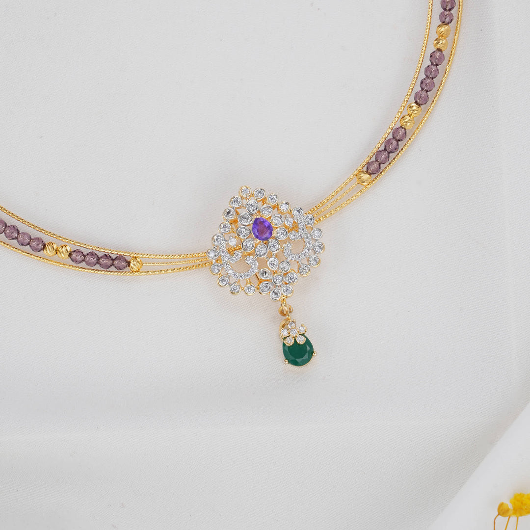 92.5 Silver 24kt Gold Plated Livishaa Hasli with Pendant Set | SHOBITAM
