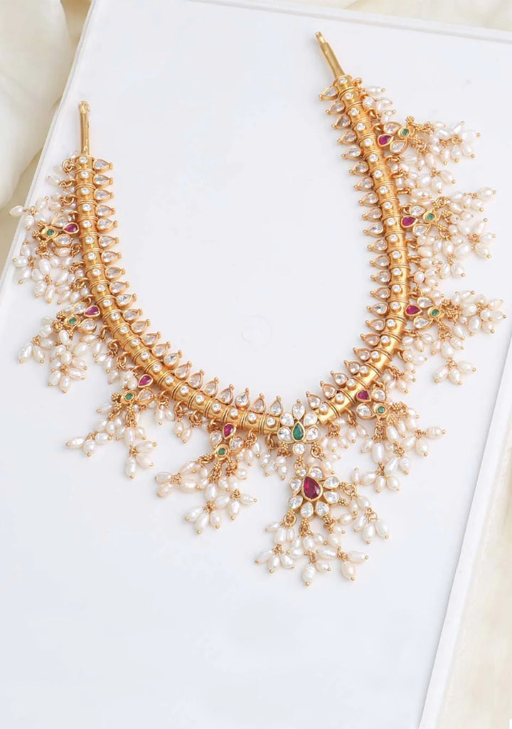 Stunning 92.5 Silver 24 Kt Gold Plated Guttapusalu Necklace