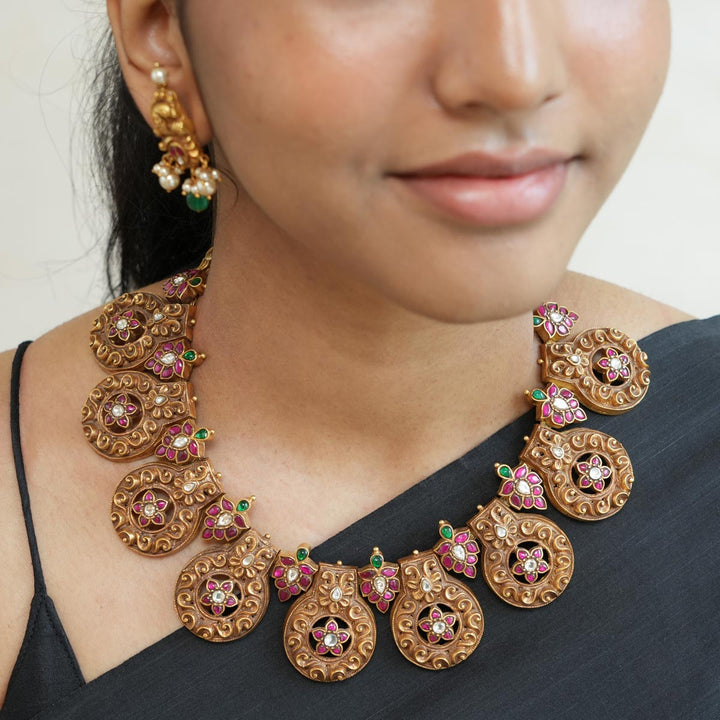 Pure 92.5 Silver Dhriti Antique Necklace | SHOBITAM