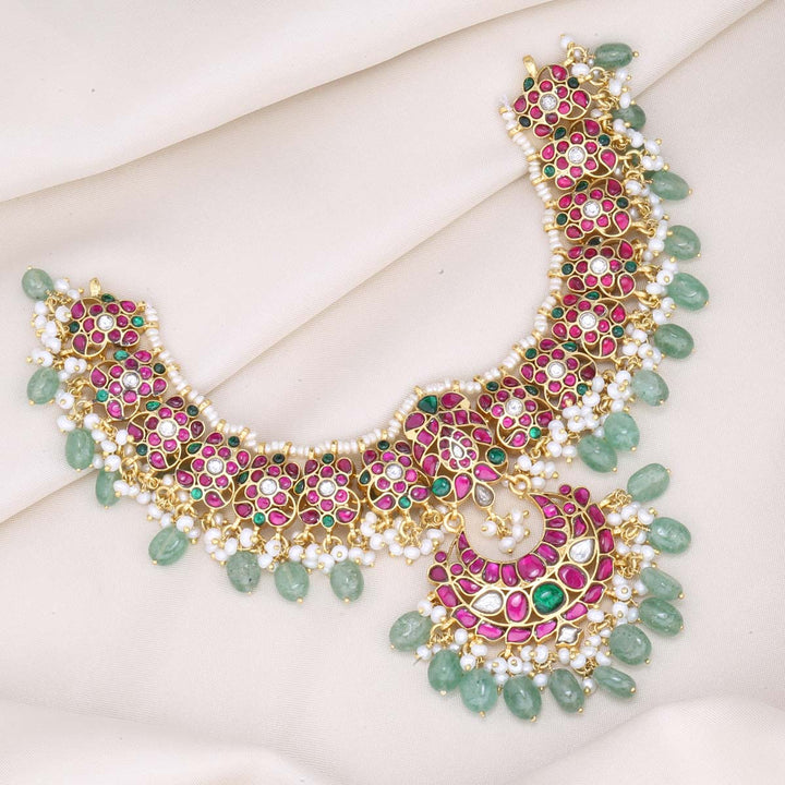 92.5 Silver, 24 kt Gold-Plated Daisy Kundan Necklace