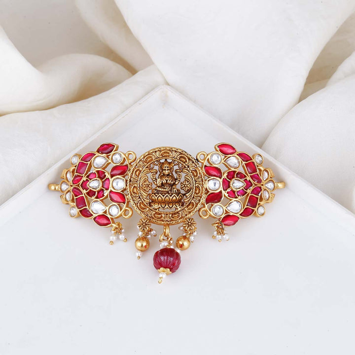92.5 Silver, 24 kt Gold-Plated Choker with Semi-precious Kundan Stones