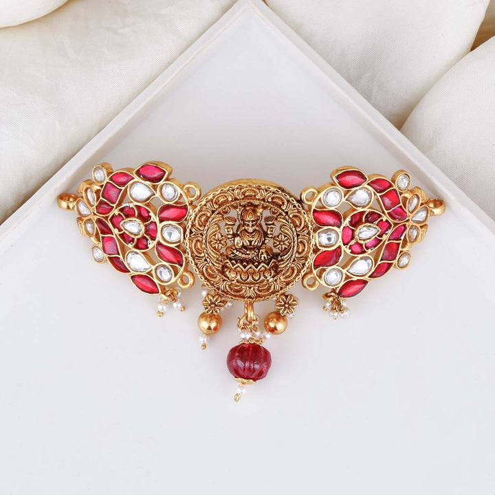 92.5 Silver, 24 kt Gold-Plated Choker with Semi-precious Kundan Stones