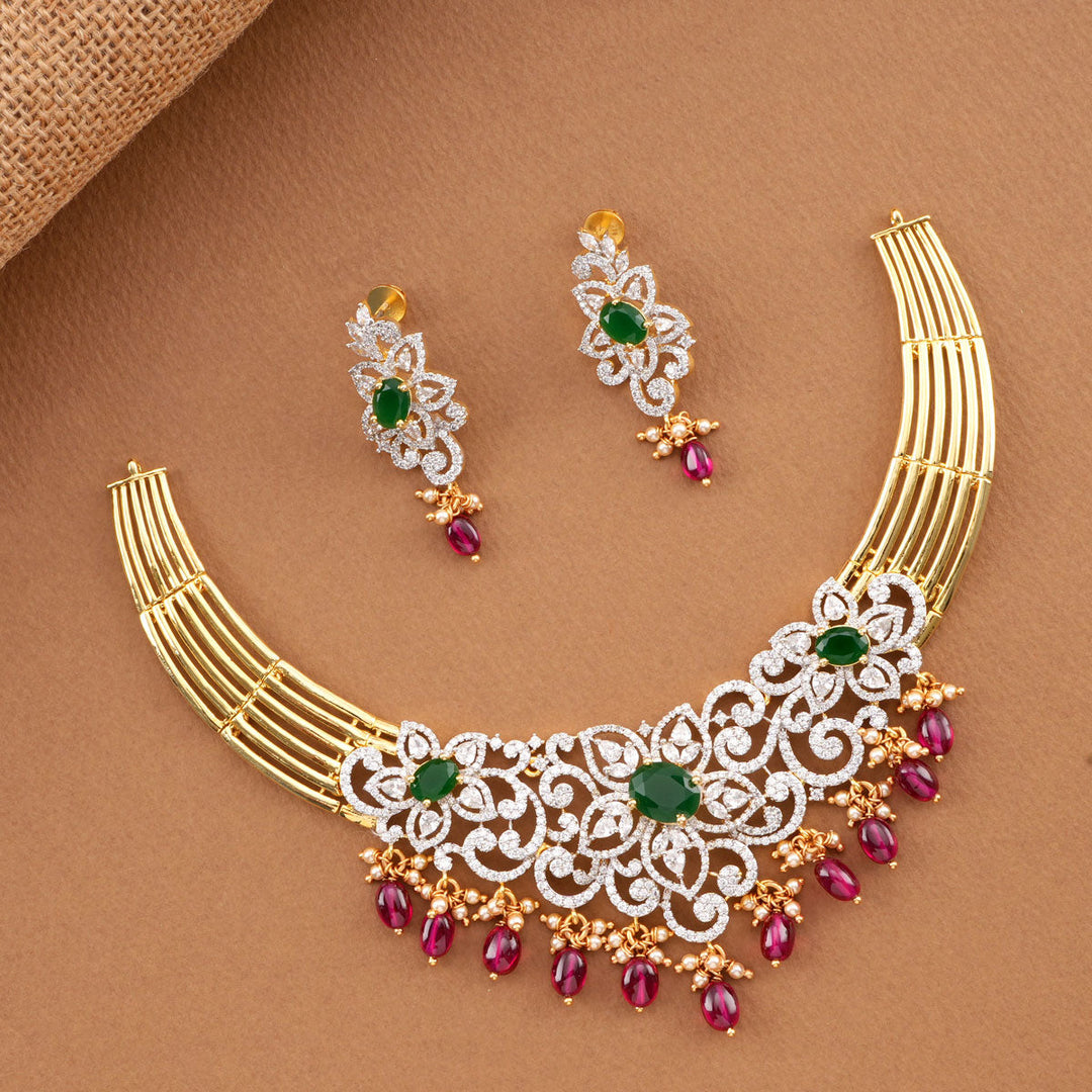 Pure 92.5 Silver Elegance Short Necklace Set | SHOBITAM