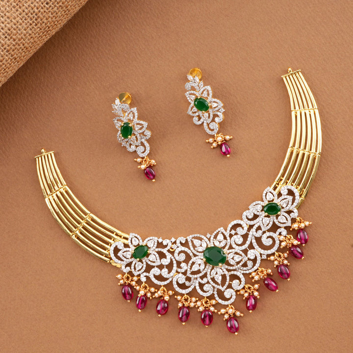 Pure 92.5 Silver Elegance Short Necklace Set | SHOBITAM