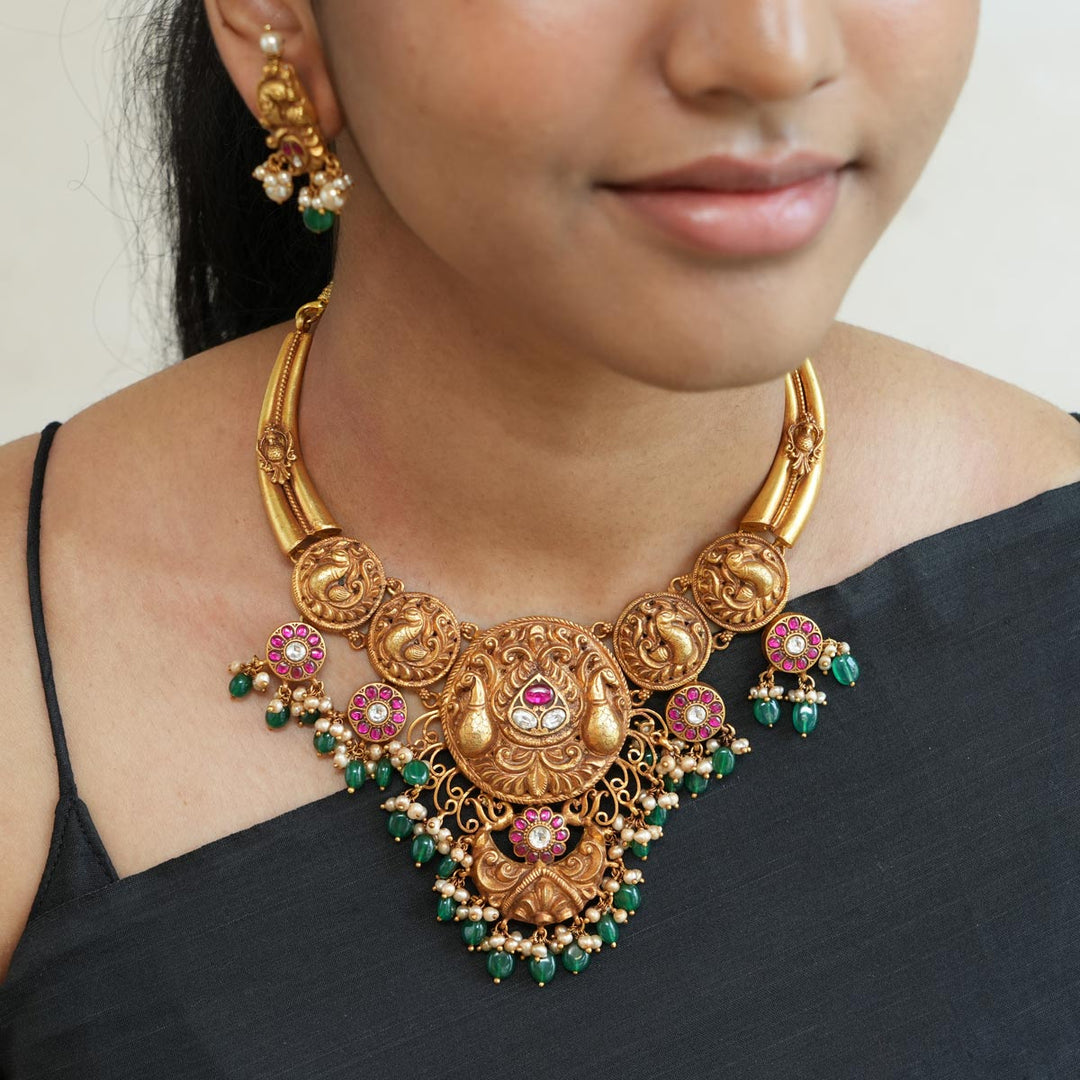 Pure 92.5 Silver Hemalini Short Necklace | SHOBITAM