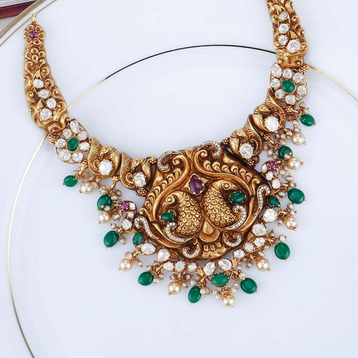 Pure 92.5 Silver Pricilla Deep Nagas Moissanite Necklace | SHOBITAM