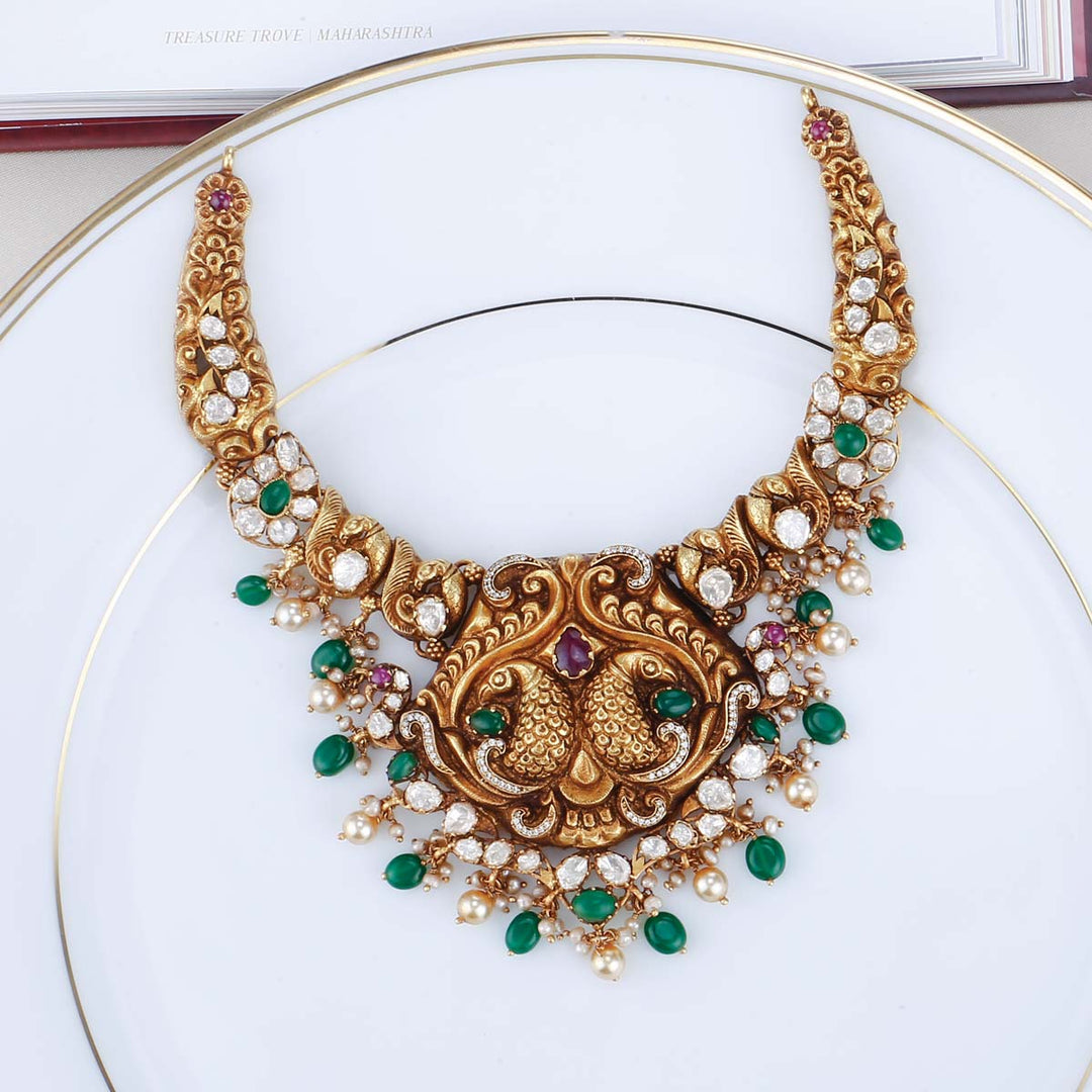 Pure 92.5 Silver Pricilla Deep Nagas Moissanite Necklace | SHOBITAM