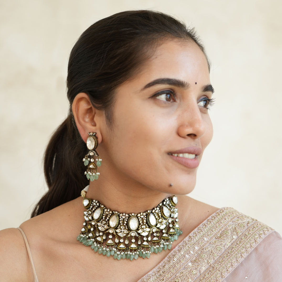 Pure 92.5 Silver Kesvina Victorian Choker Set | SHOBITAM