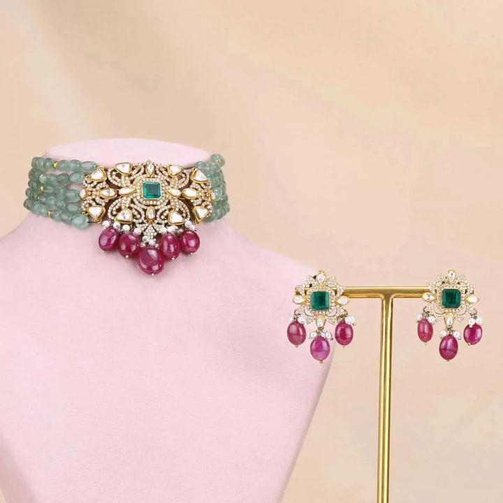 92.5 Silver Rakshika Victorian-Choker Set