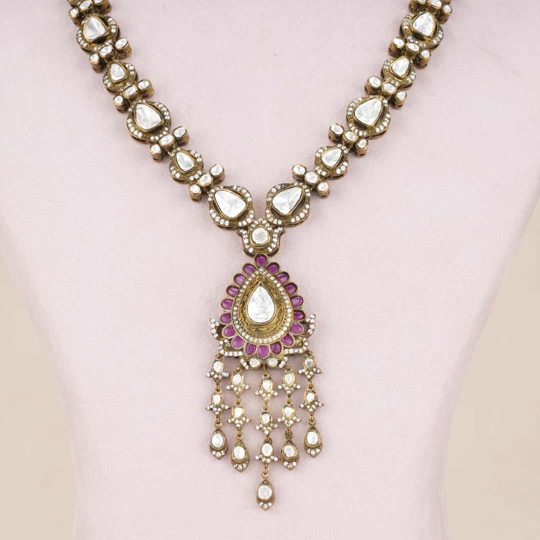 Pure 92.5 Silver Karunika Victorian Necklace Set | SHOBITAM