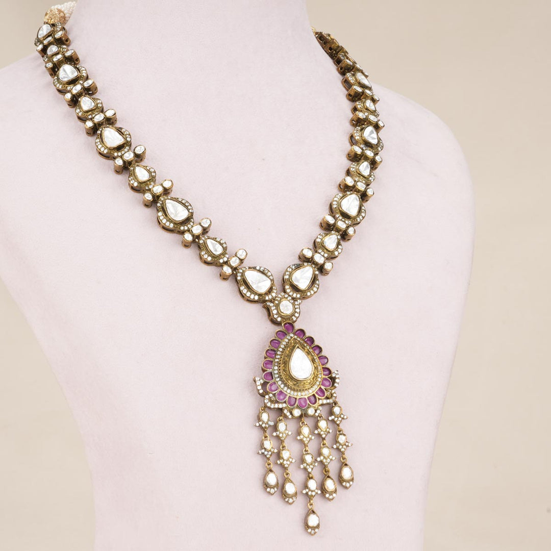 Pure 92.5 Silver Karunika Victorian Necklace Set | SHOBITAM