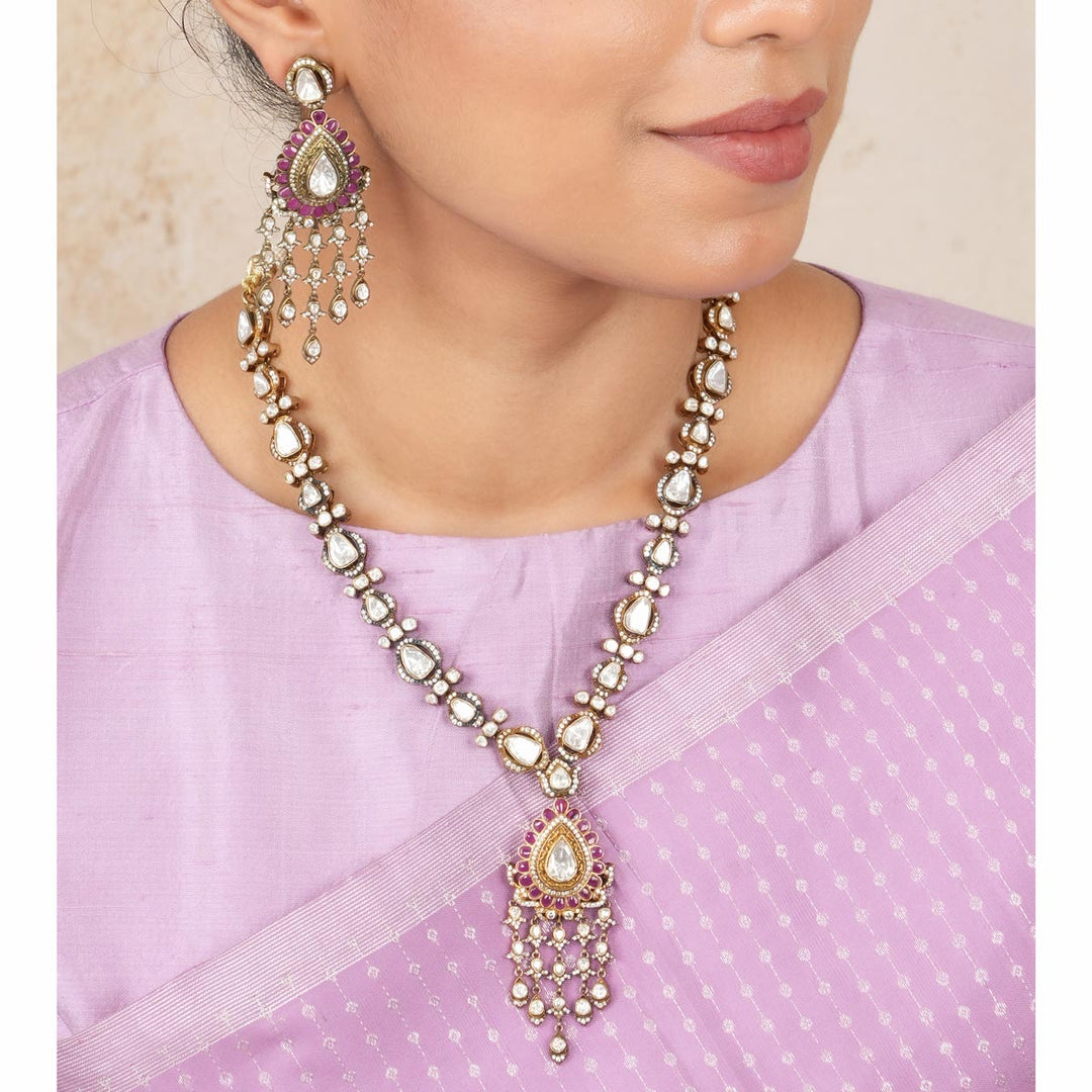 Pure 92.5 Silver Karunika Victorian Necklace Set | SHOBITAM