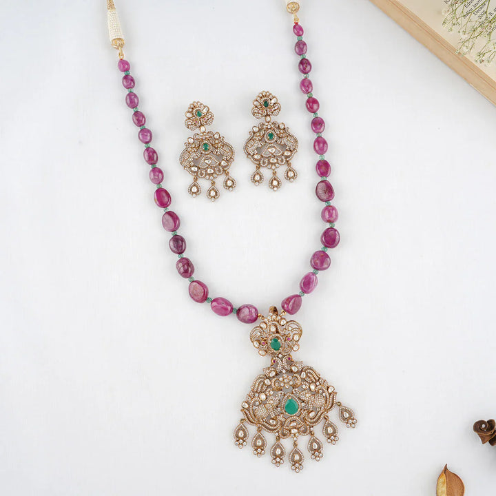 92.5 Silver,Samyuktha Victorian Necklace Set
