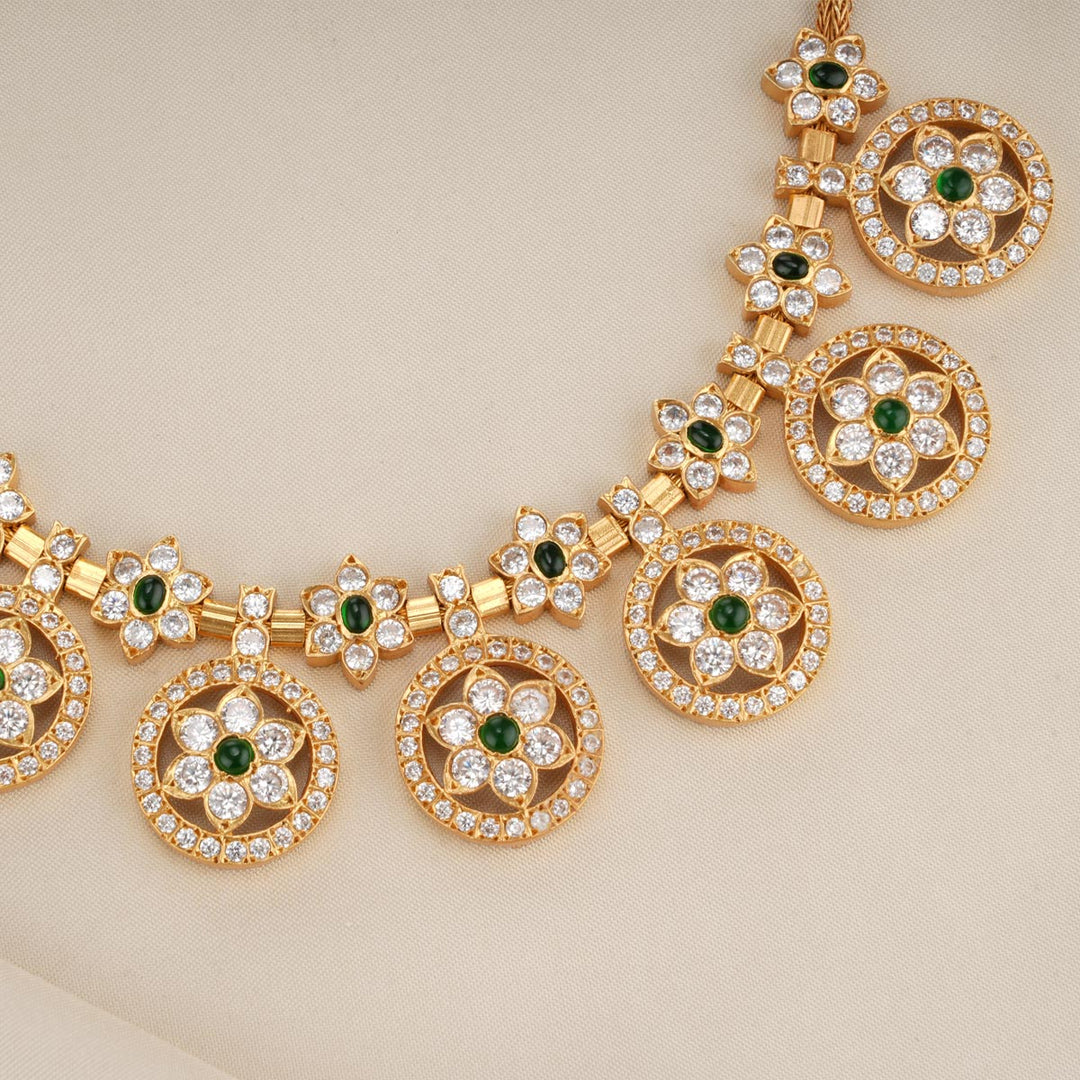 92.5 Silver, 24 kt gold-plated  Necklace studded with semi-precious stones