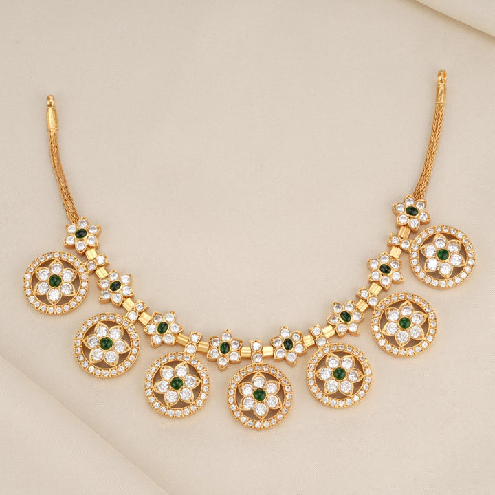 92.5 Silver, 24 kt gold-plated  Necklace studded with semi-precious stones