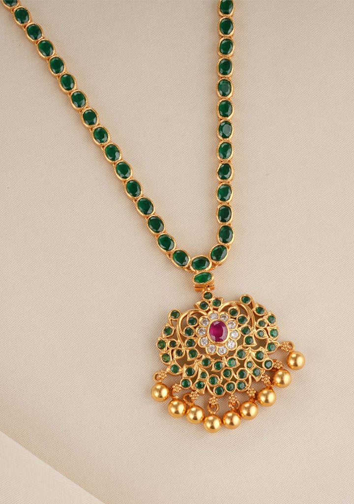 92.5 Silver, 24 kt gold-plated  Stone Short Necklace
