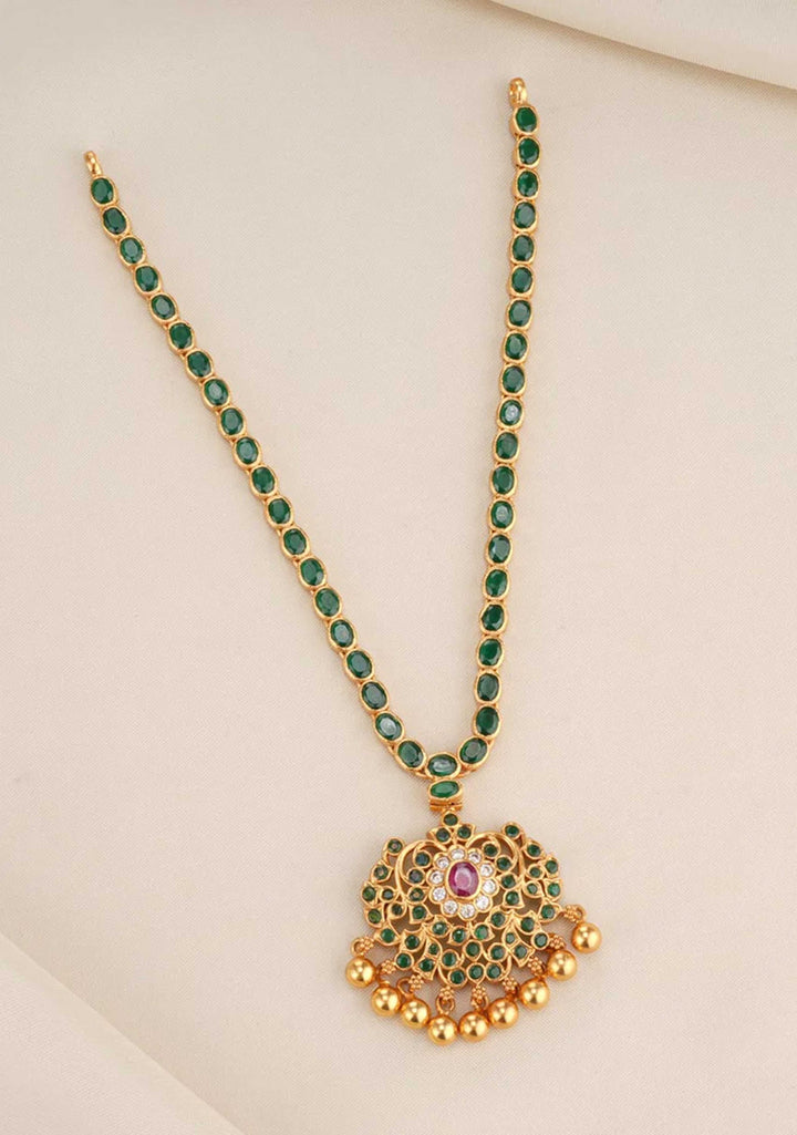 92.5 Silver, 24 kt gold-plated  Stone Short Necklace