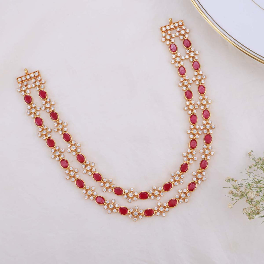 Pure 92.5 Silver Red Stone Short Necklace | SHOBITAM