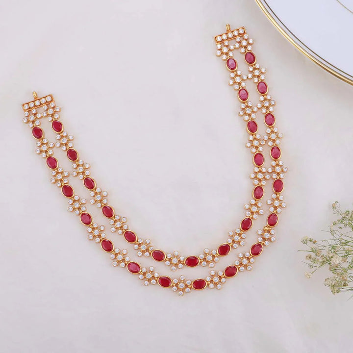 92.5 Silver Red Stone Short Necklace