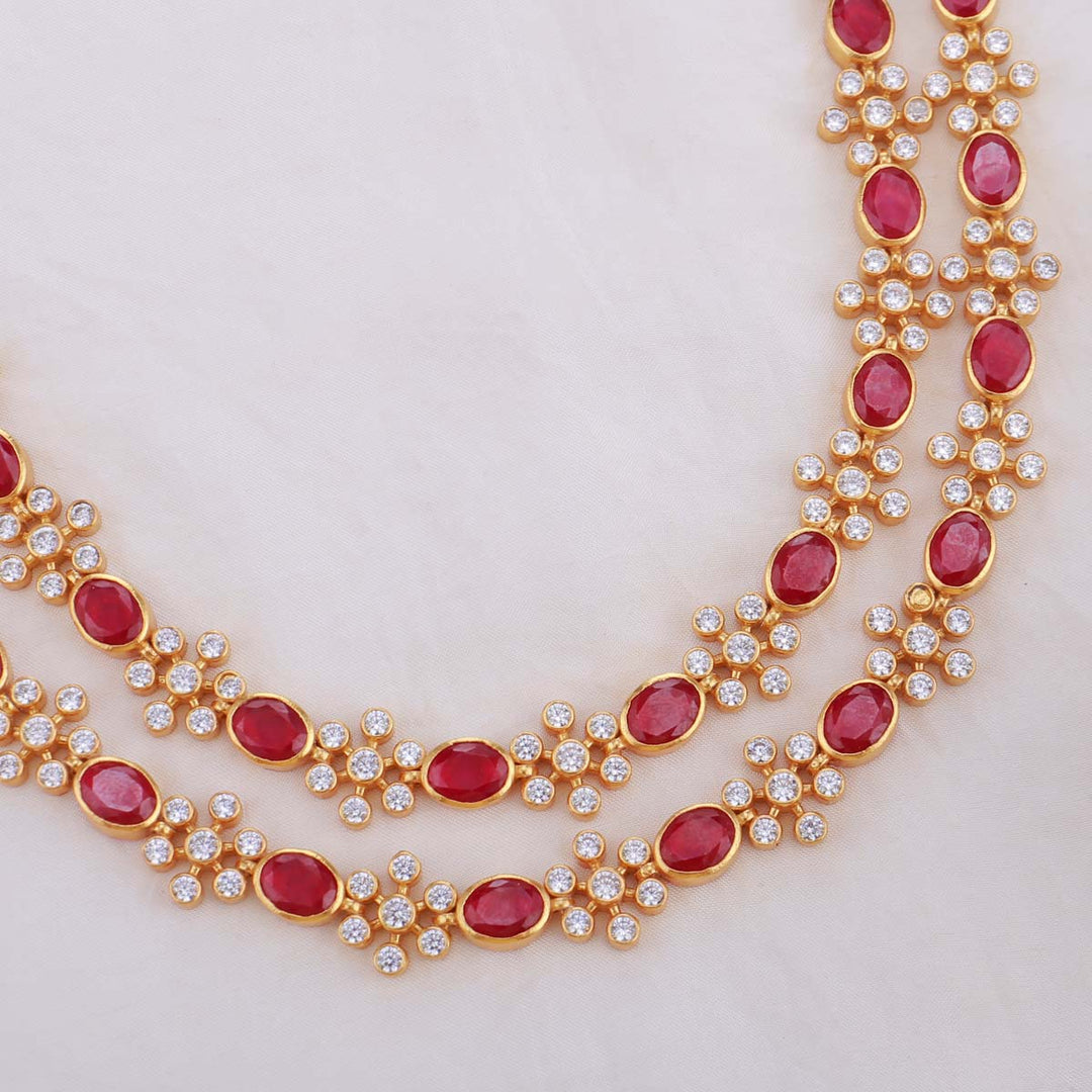 92.5 Silver Red Stone Short Necklace