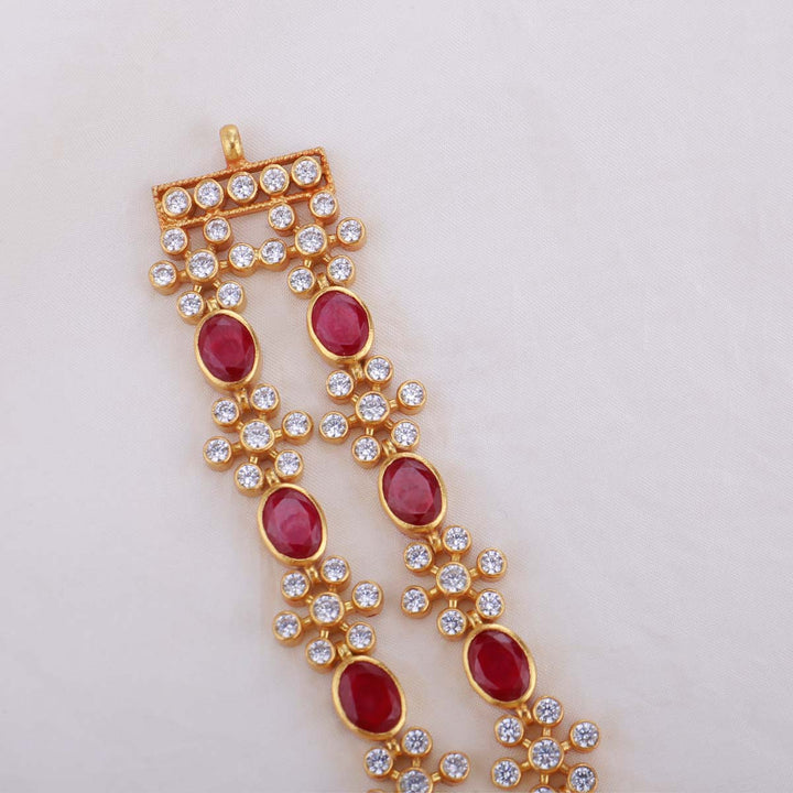 92.5 Silver Red Stone Short Necklace