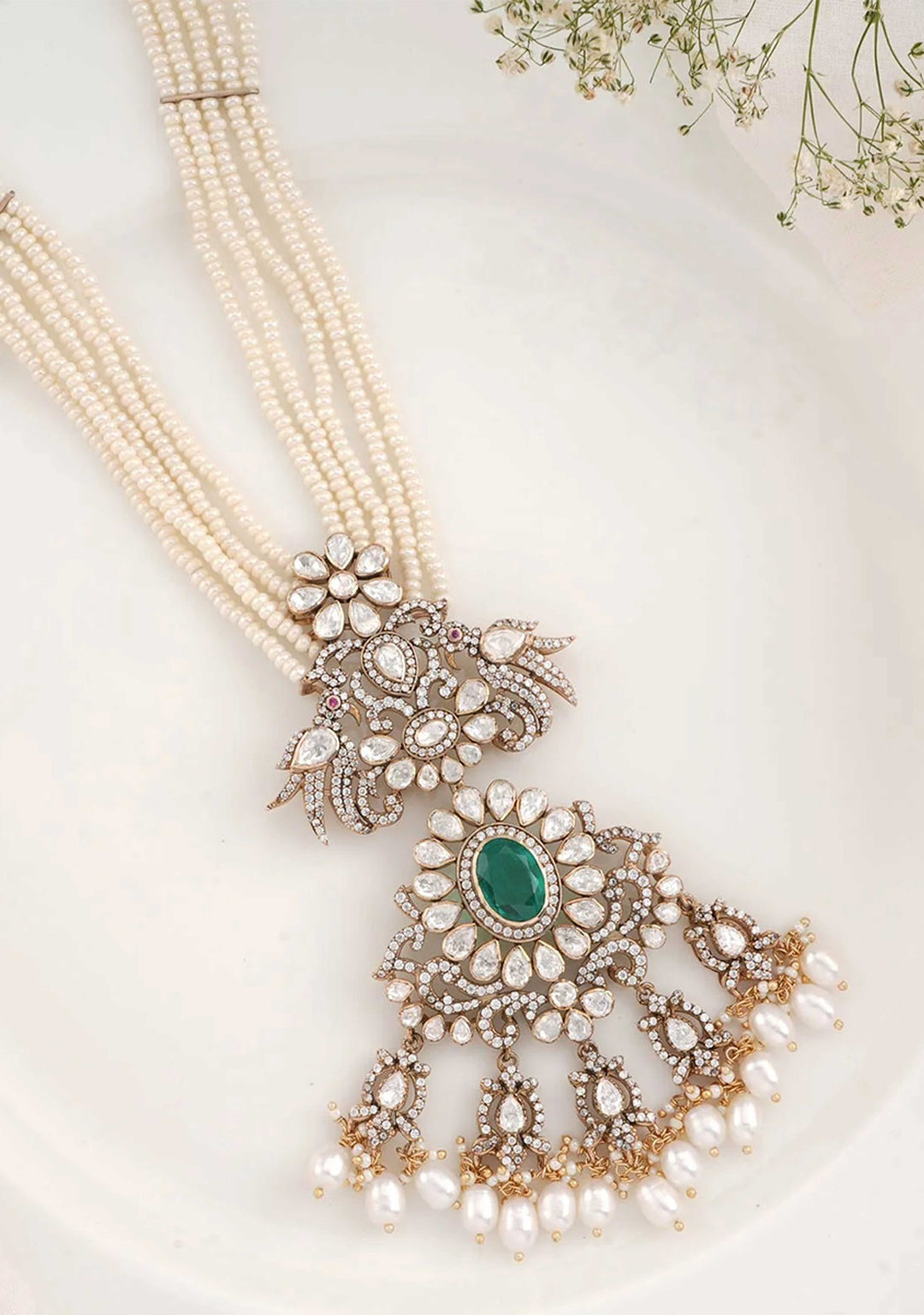 92.5 Silver Tiered Design Classic Victorian Long Necklace, NO earrings