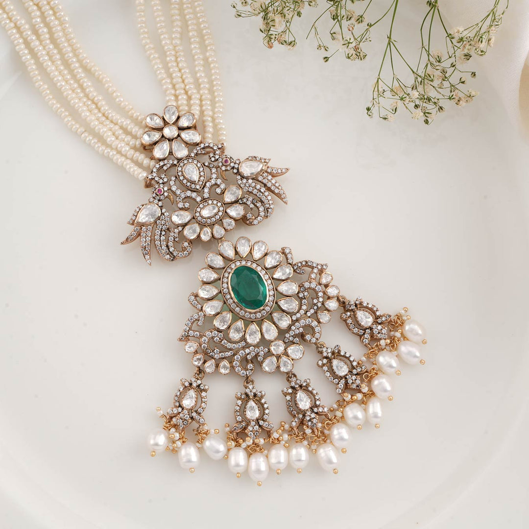 Pure 92.5 Silver Prinim Victorian Long Necklace | SHOBITAM