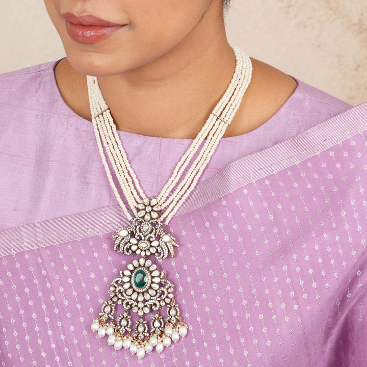 Pure 92.5 Silver Prinim Victorian Long Necklace | SHOBITAM