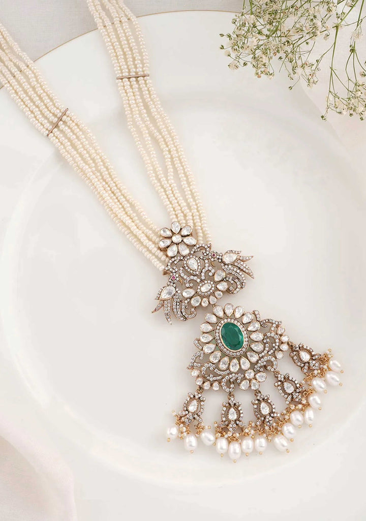 92.5 Silver Tiered Design Classic Victorian Long Necklace, NO earrings