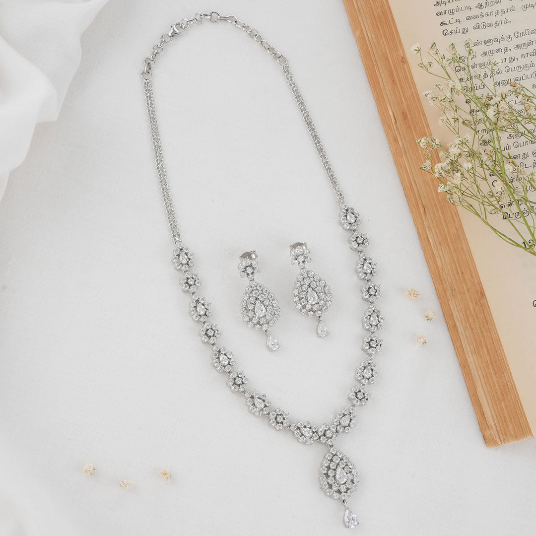 Pure 92.5 Silver Manasi Necklace Set | SHOBITAM