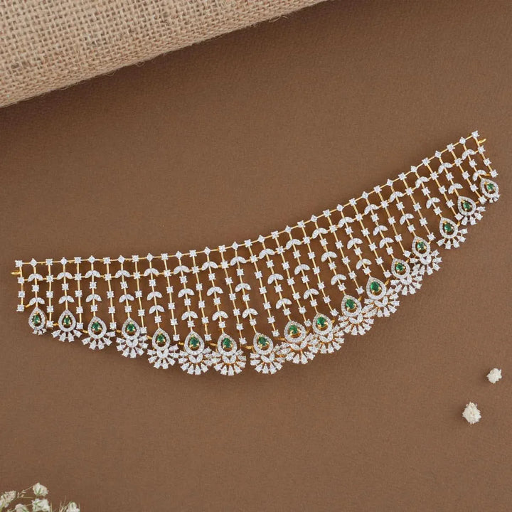 92.5 Silver 24 Ct Gold Plated  Icicle  choker Set