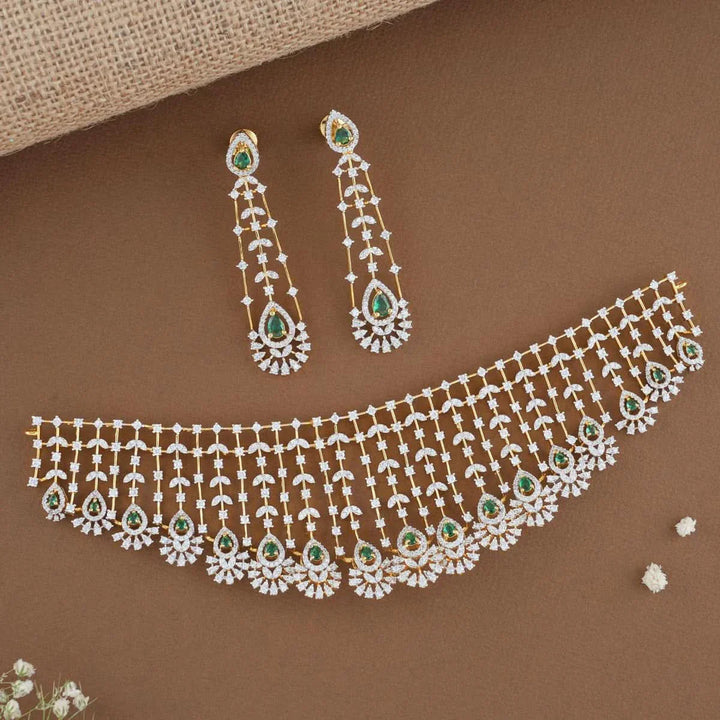 92.5 Silver 24 Ct Gold Plated  Icicle  choker Set