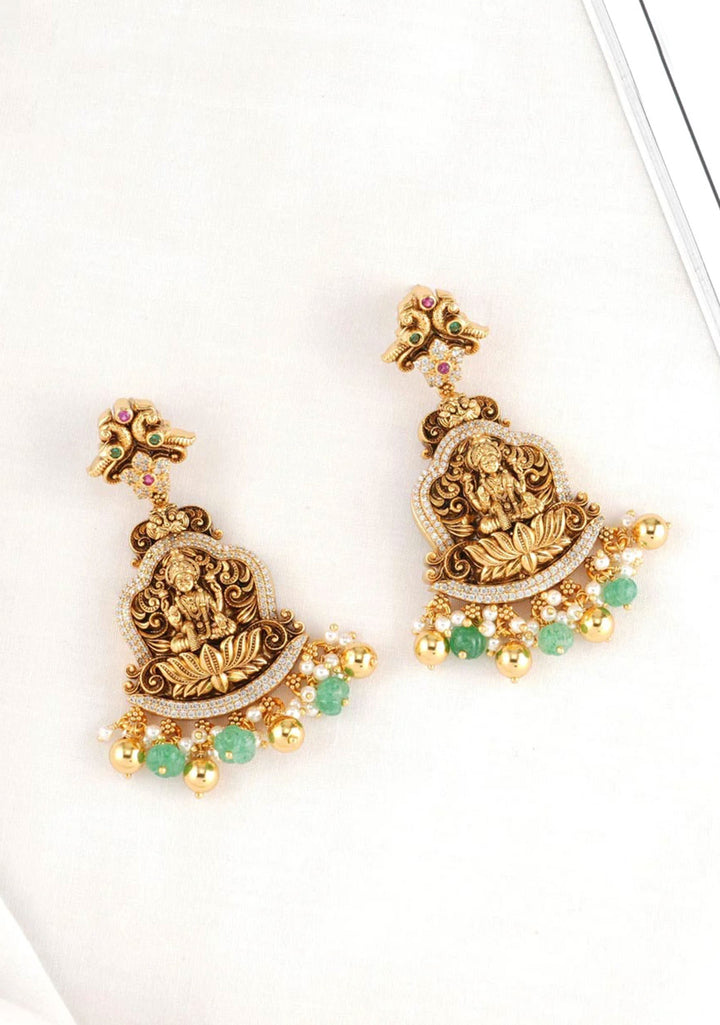 92.5 Silver 24 Kt Gold tone Lakshmi Nagas Necklace Set